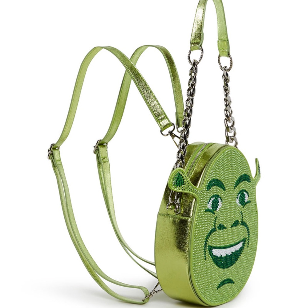 Green Rhinestone Shrek Face Crossbody Bag NEW BBOX4 - Picture 6 of 11